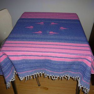 Mid Century Vintage Pink and Blue Flamingo Table Cloth or Piano Scarf